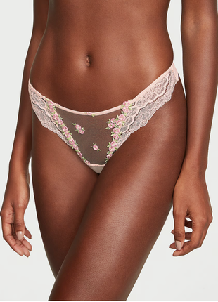Кружевные трусики стринги с цветочным принтом из люксовой коллекции dream angels victoria’s secret виктория сикрет оригинал