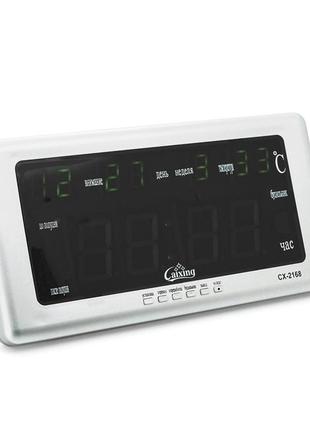 Настінний годинник vst-2168, з календарем та термометром, green, box