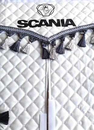 Шторы в кабину скания scania лобовое стекло-1 и боковые-2 цвет экокожа белый