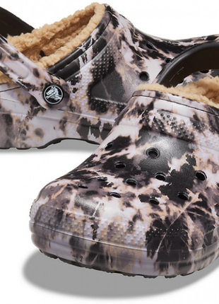 Crocs сабо на меху клоги утепленные 207099 classic lined bleach dye clog