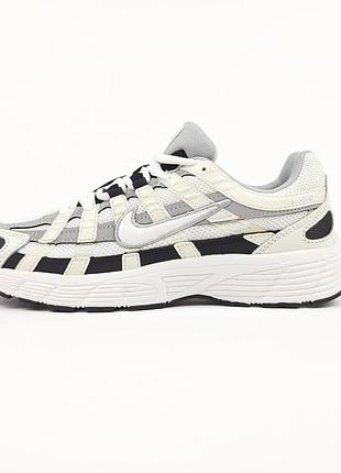 Nike p-6000 sail wolf grey білі з чорним кросівки кеди найк чоловічі шкіряні шкіра топ якість текстильні сітка легкі весняні літні демісезонні