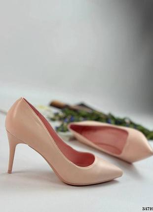 34719👑туфлі човники класика на шпильці в штучній шкірі