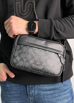 Coach academy crossbody signature canvas blue, мужская кожаная сумка, мужская кожаная сумка, мужская кожуная сумка