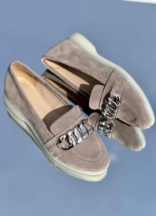 Лоферы / Волосы натур замш / натур кожа пудра 36-43р под заказ все цвета