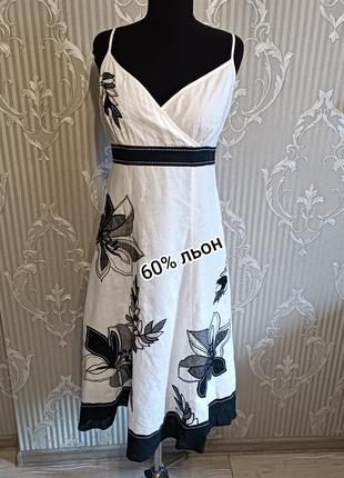 Красивое платье / сарафан бренда monsoon из натуральной ткани лен / коттон