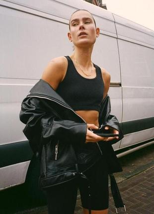 Хит 🔥черный бесшовный костюм zara велосипедки топ майка зара комплект