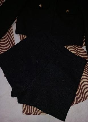 Костюм комплект юбка-шорты и пиджак твидовый актуальный в стиле old money8 фото