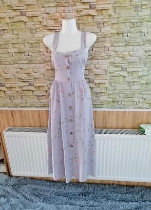 Платье сарафан на пуговицах цветочный принт из легкой струйной ткани supersoft