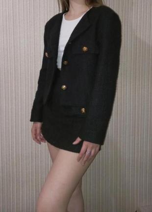 Костюм комплект юбка-шорты и пиджак твидовый актуальный в стиле old money10 фото