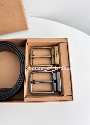 Сoach boxed harness buckle belt мужской кожаный пояс ремень кожа подарочный набор коуч...