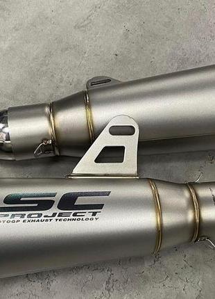 Выхлоп sc project, глушитель на мотоцикл, прямоток sc, глушник на мото