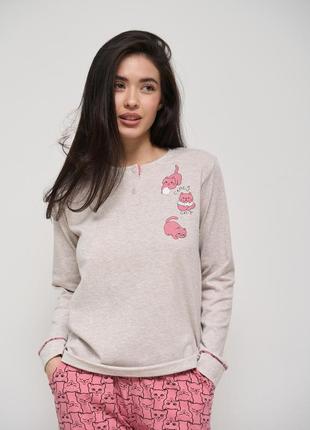 Піжама жіноча з кофтою в рубчик 96726 розмір s, l, xl