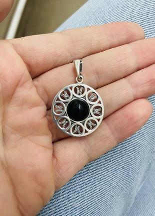 Серебряная подвеска с ониксом 925 проба (серебро, серебро)