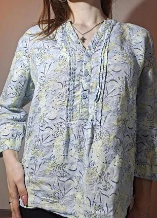 Натуральная рубашка cotton traders 🩵 100% льон!