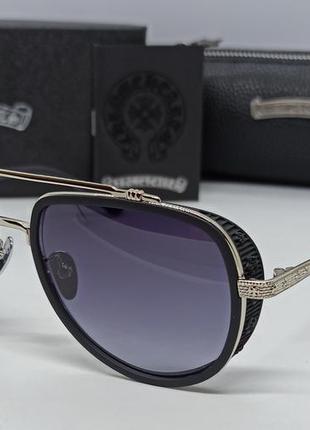 Chrome hearts чоловічі сонцезахисні окуляри краплі сірий градієнт в чорно сріблястий оправі