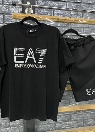 Мужской летний костюм emporio armani (футболка+шорты)