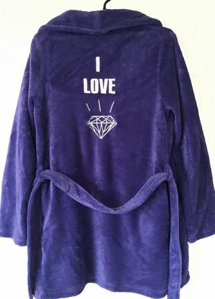 Стильный, бомбезный, молодежный теплый маленький халат 
фиолетового цвета