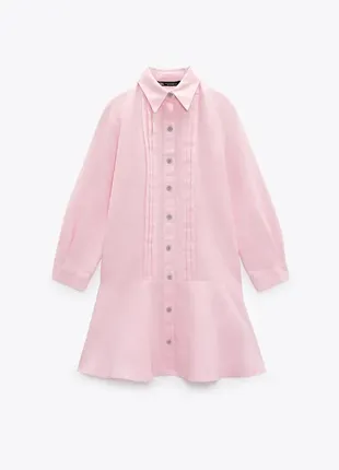 Рожеве літнє лляне плаття zara плаття сорочка зара