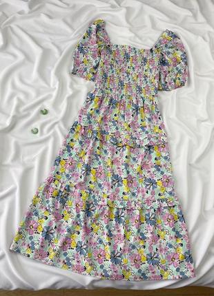 Легкое миди платье в цветочный принт