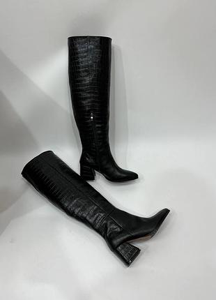 Роскошные кожаные ботфорты рептилия