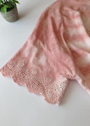 Натуральный оверсайз футболка с прошвой от c&a, принт тай-дай 💕 новая без бумажной бирки.4 фото