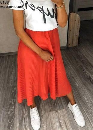 Яскраво-жовтогаряча спідниця шифонова please на підкладці