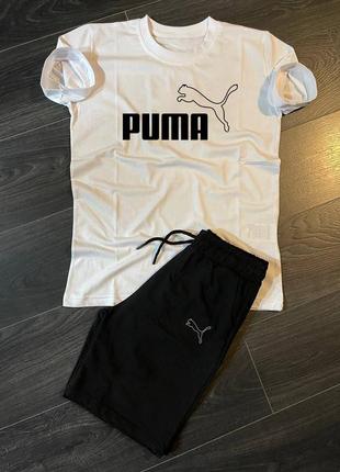 Черный спортивный костюм мужской футболка шорты whitesilver puma2 фото