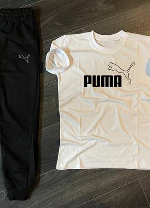 Черный спортивный костюм мужской футболка шорты whitesilver puma3 фото