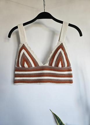 В'язаний кроп топ бра бралет вязаный в стилі в стиле zara бохо