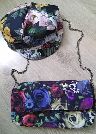Неймовірна дизайнерська сумочка h&m на ланцюжку/маленька сумка клатч з ефектним квітковим принтом