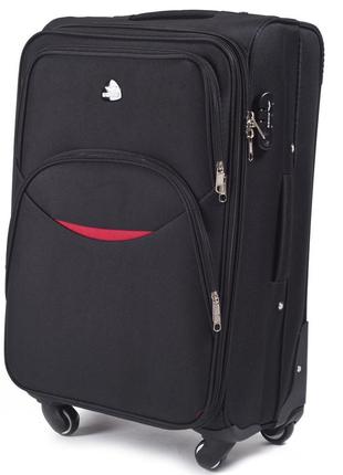Дорожный средний текстильный чемодан на 4 колеса wings 1708 м черный, тканевый дорожный чемодан