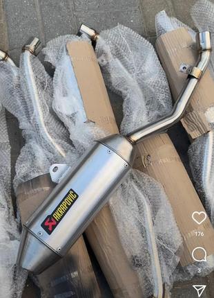 Выхлоп прямоточный акрапович, глушитель на мотоцикл, скутер, прямоток, съёмная заглушка