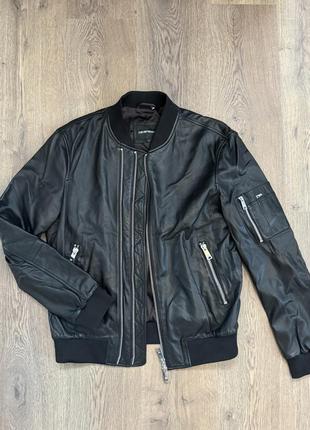 Бомбер шкіряний, куртка шкіряна emporio armani
