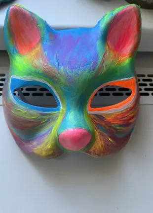 Маска кішка. маска карнавальная. маска для квадробики. маска кошка.6 фото