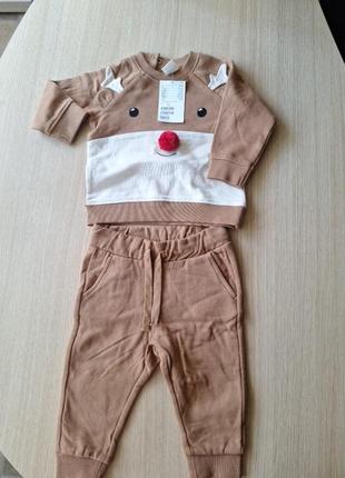 H&amp;m костюмчик, свитшот детский на 4-6 месяцев (eur 68) на флисе 100% катон