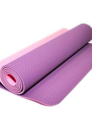 Килимок для фітнесу ecofit md9012 двошаровий tpe 1830 * 610 * 6мм пурпурно-фіолетовий