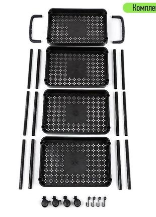 Етажерка мобільна чотириярусна універсальна пластикова чорна 41*25*101см sw-000021086 фото