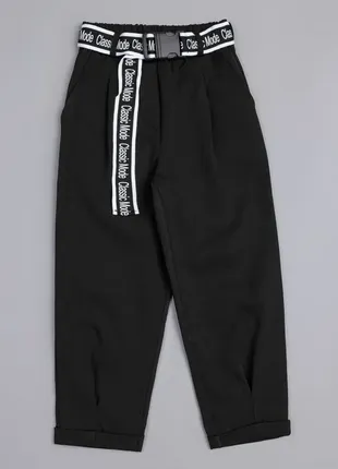 Брюки для девочек 4415-1 черные для школы с поясом