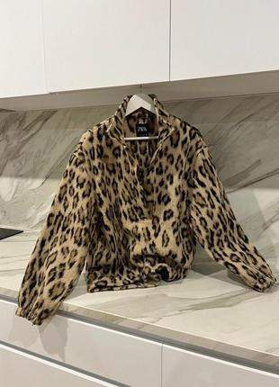 Трендова тепла кофтинка світер zara в леопардовому принті