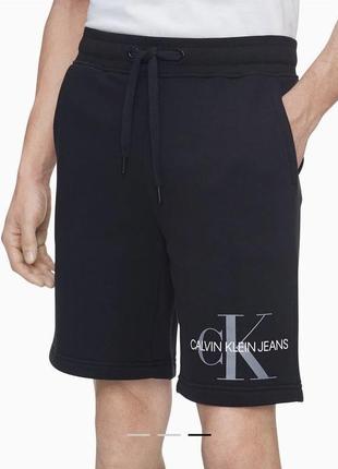 Шорты мужские черные флисовые повседневные с монограммой calvin klein оригинал