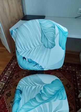 Красивый чехол из трикотажа с флористичным принтом на офисное кресло ,компьютерный стул2 фото