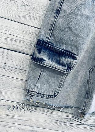 Юбка джинсовая короткая с карманами карго3 фото