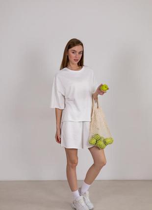 Комплект шорти та футболка жіночий оверсайз nordic / літній жіночий комплект вільного крою8 фото