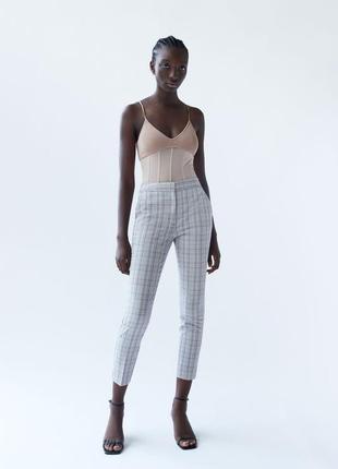 Укороченные летние брюки в клетку от zara