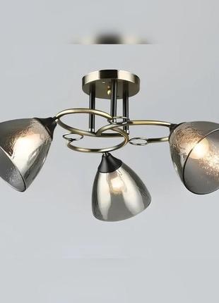 Люстра на 3 плафона бронзова е27 припотолочна