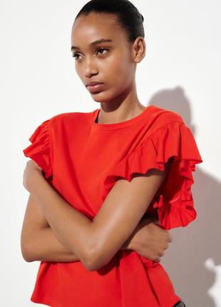 Футболка разноцветный хлопок воланы zara