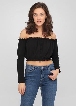 New look топ с длинными рукавами, топ без бретелей, топ с открытыми плечами на резинке, размер s/m/l