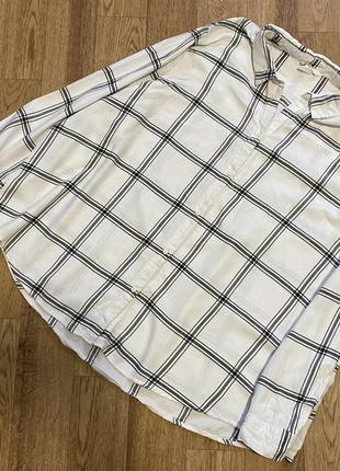 Стильна сорочка в клітинку з натуральної тканини батал/великий розмір