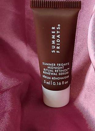 Summer fridays обновляющая сыворотка с ретинолом для лица mini midnight ritual retinol renewal serum 5ml