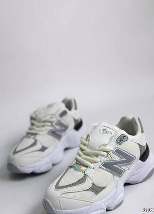 ▪️кроссовки new balance 9060 нью беланс женские белые-чёрные черные массивные сникерсы высокая массивная танкетка платформа подошва еко кожа-замша6 фото